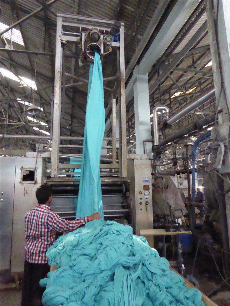 Fibre-dyed polyester fabric on the dyeing line at Shree Nakoda Impex, Bhilwara